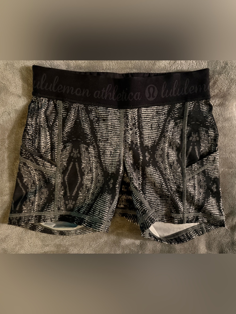 lululemon athletica Black & White Patterned Groovetime Athletic Shorts